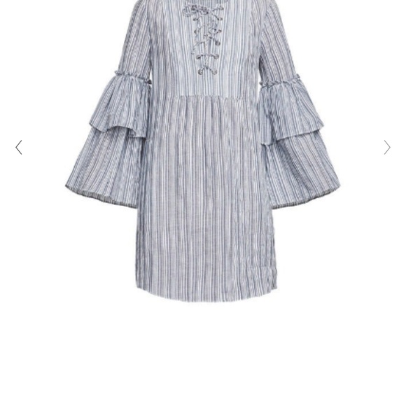 BCBGMAXAZRIA Charlyze caftan dress Blue and white stripe layered sleeves sz Lg - Picture 8 of 8